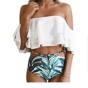 Palm Tree Off the Shoulder Bikini